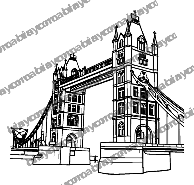 Tower Bridge colouring page — free printable for teens