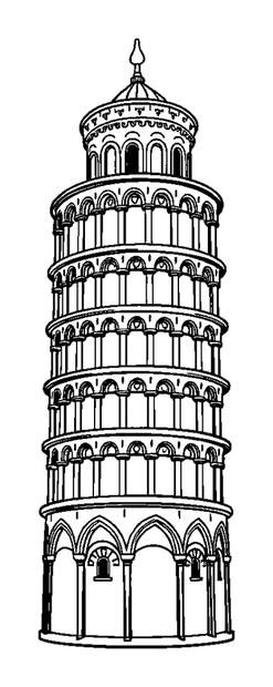 Tower Pisa colouring page — free printable for kids