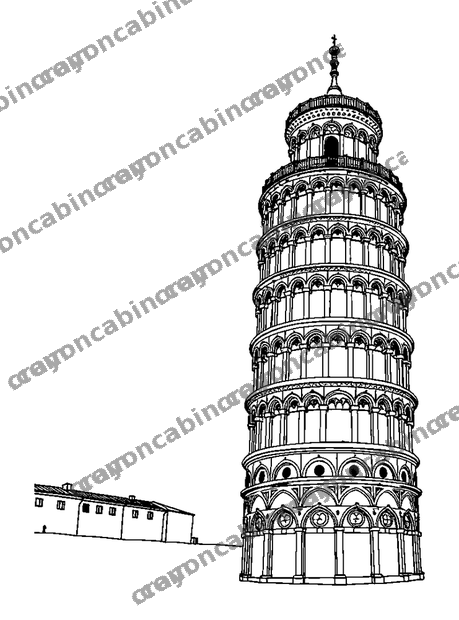Tower Pisa colouring page — free printable for teens