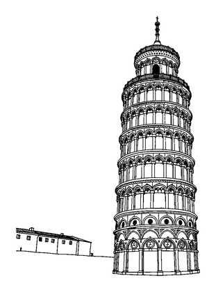 Tower Pisa Colouring Page (Teens, Intricate)
