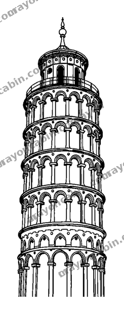 Tower Pisa colouring page — free printable for teens