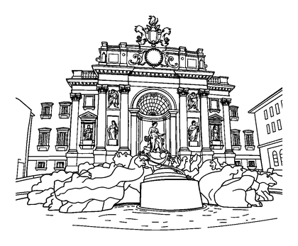 Trevi Fountain Colouring Page (Teens, Standard)