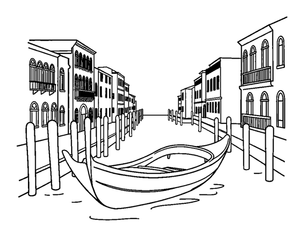 Venice Canal colouring page — free printable for kids
