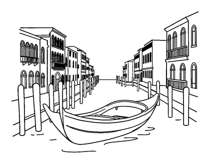 Venice Canal Colouring Page (Kids, Standard)