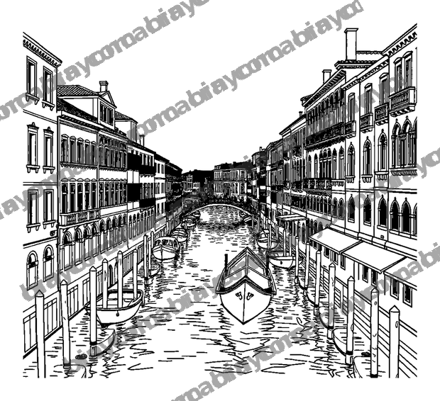 Venice Canal colouring page — free printable for teens