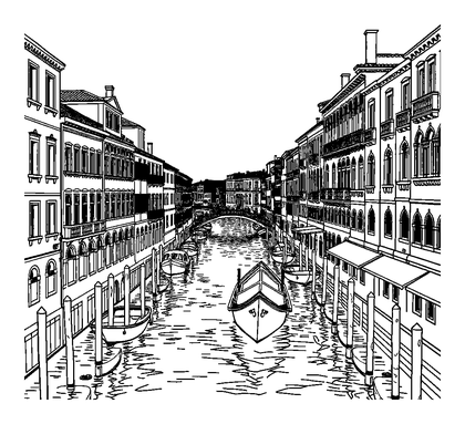 Venice Canal Colouring Page (Teens, Intricate)