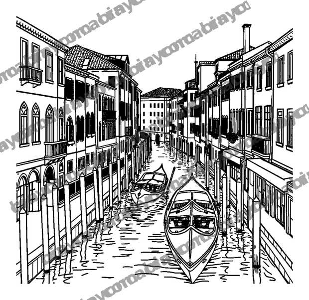 Venice Canal colouring page — free printable for teens