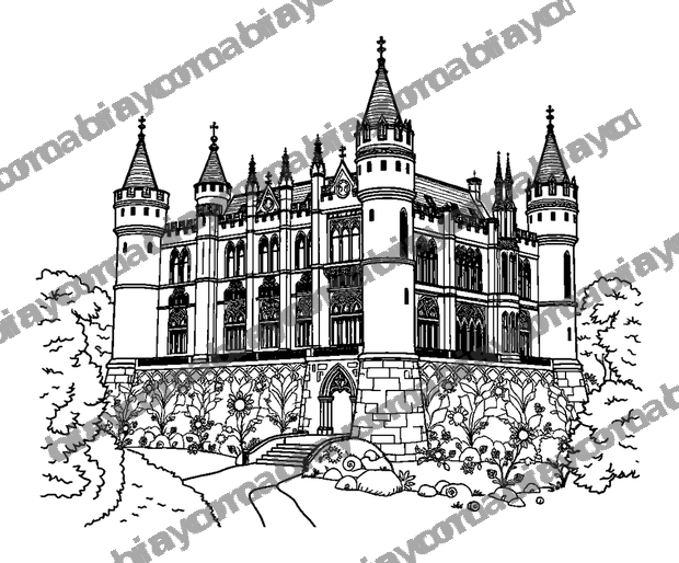 Windsor Castle colouring page — free printable for teens