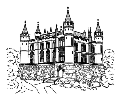 Windsor Castle Colouring Page (Teens, Intricate)