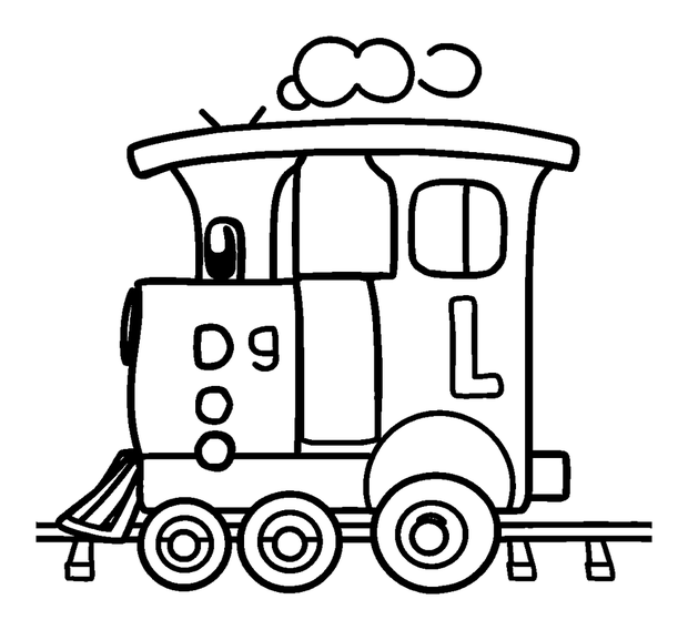 Alphabet Train colouring page — free printable for kids