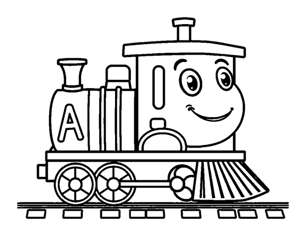 Alphabet Train colouring page — free printable for toddlers