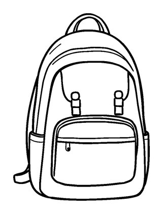 Backpack Colouring Page (Kids, Bold & Easy)