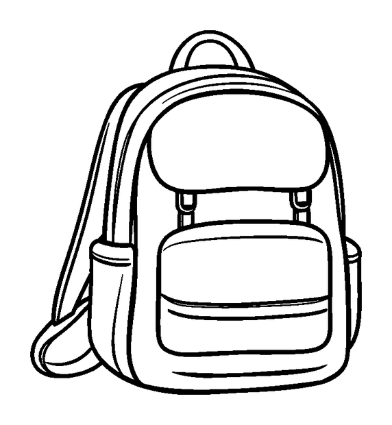 Backpack colouring page — free printable for kids