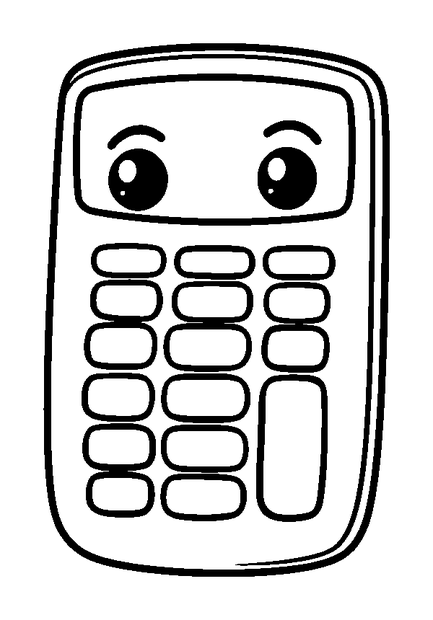 Calculator colouring page — free printable for kids