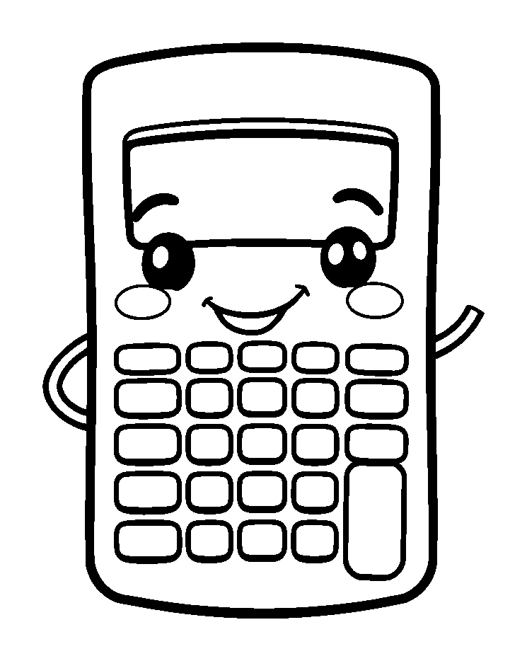 Calculator colouring page — free printable for toddlers