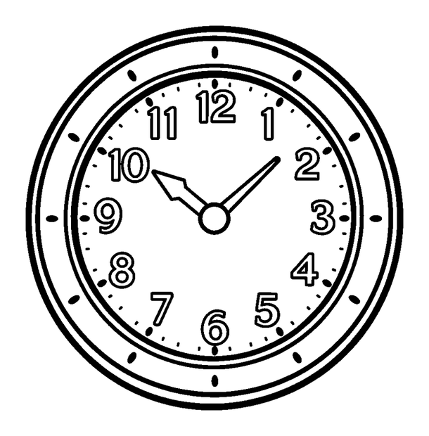 Clock Face Learning colouring page — free printable for kids