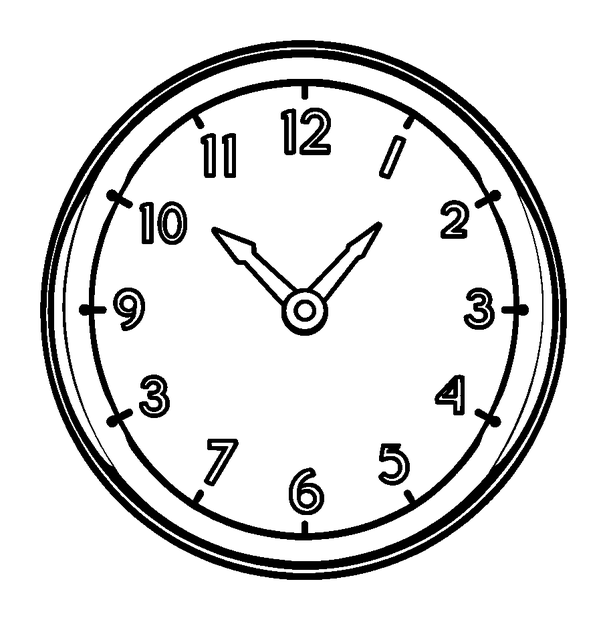 Clock Face Learning colouring page — free printable for toddlers