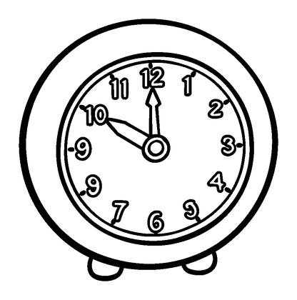 Clock Colouring Page (Kids, Bold & Easy)