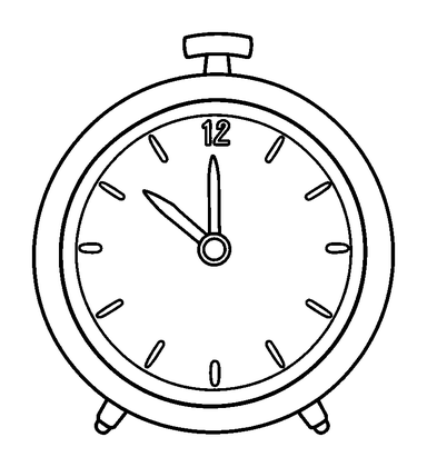 Clock Colouring Page (Toddler, Bold & Easy)