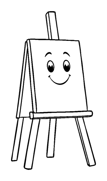 Easel colouring page — free printable for toddlers
