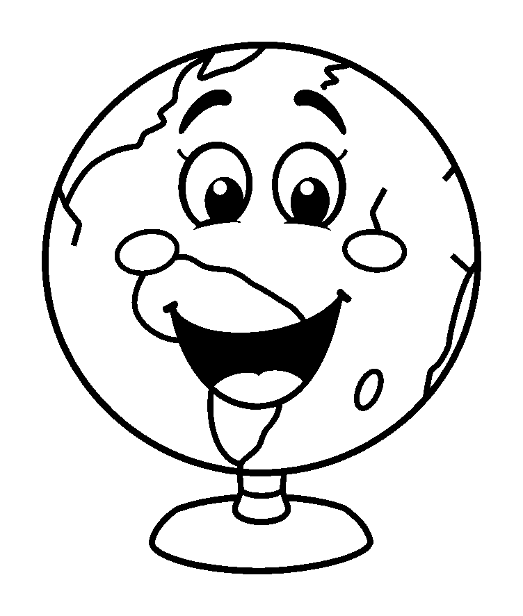 Globe colouring page — free printable for kids