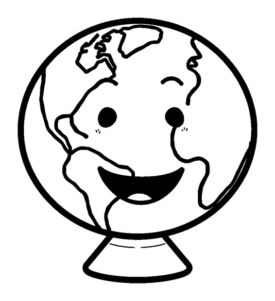 Globe colouring page — free printable for toddlers