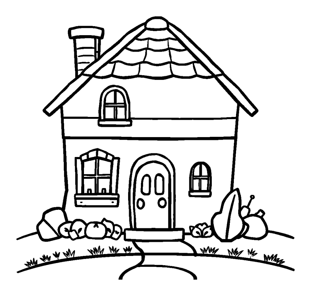 House colouring page — free printable for kids