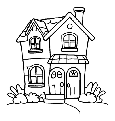 House Colouring Page (Kids, Standard)