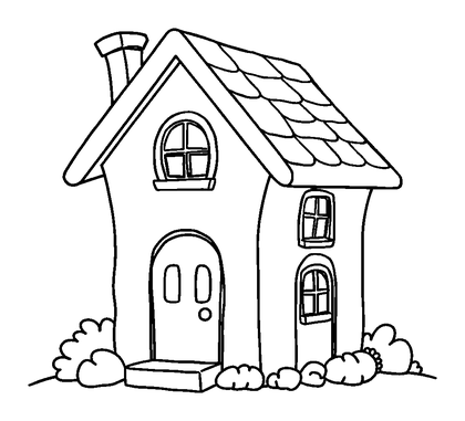 House Colouring Page (Toddler, Bold & Easy)