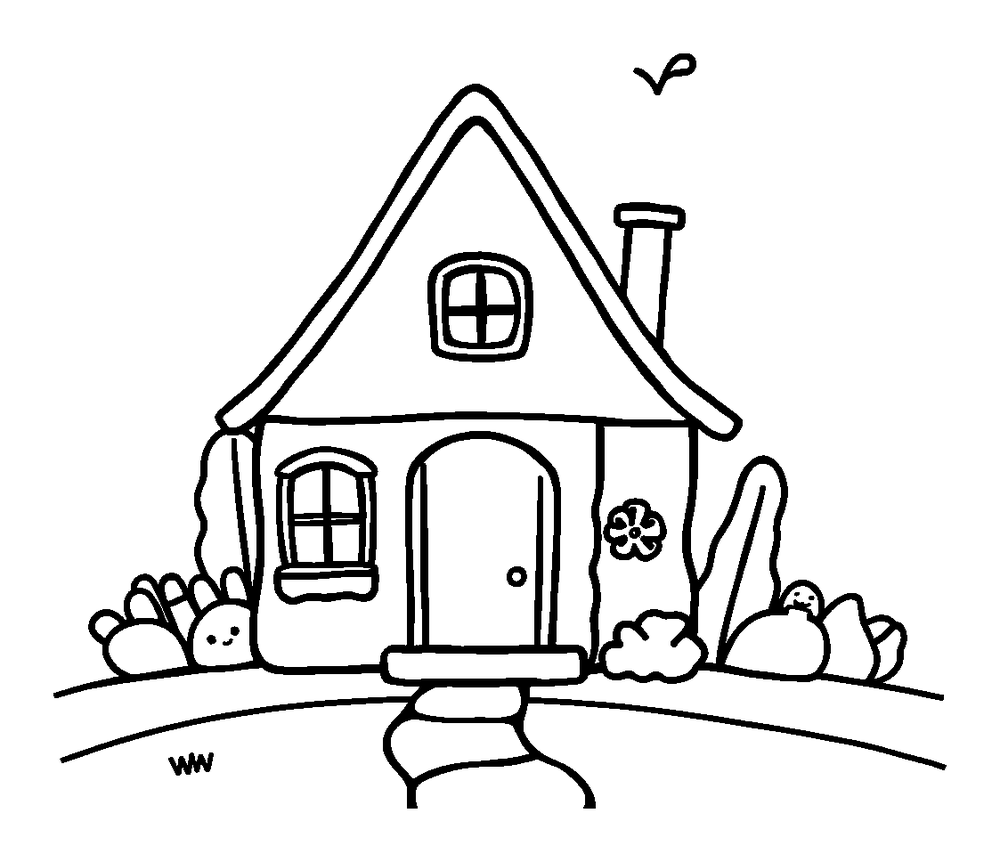 House colouring page — free printable for toddlers