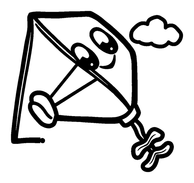 Kite colouring page — free printable for kids