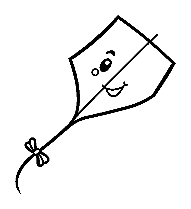 Kite colouring page — free printable for toddlers