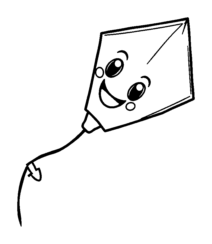 Kite colouring page — free printable for toddlers
