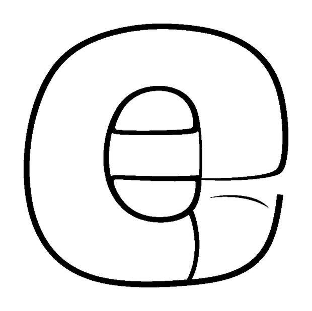 Letter E colouring page — free printable for kids