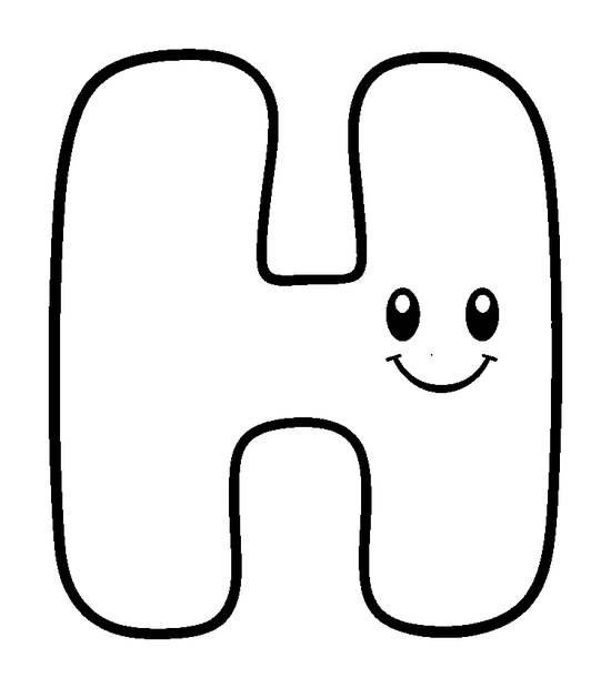 Letter H colouring page — free printable for toddlers