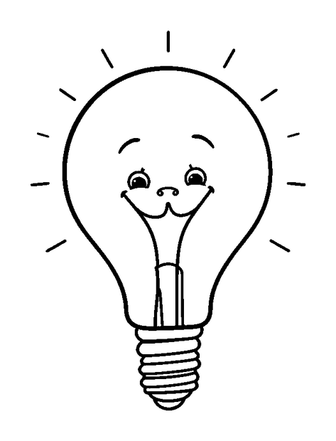 Light Bulb Idea colouring page — free printable for toddlers