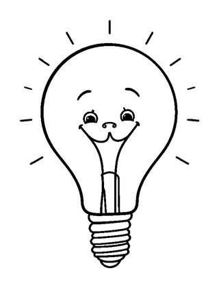 Light Bulb Idea Colouring Page (Toddler, Bold & Easy)