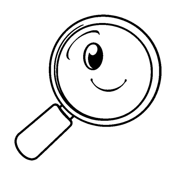 Magnifying Glass colouring page — free printable for kids