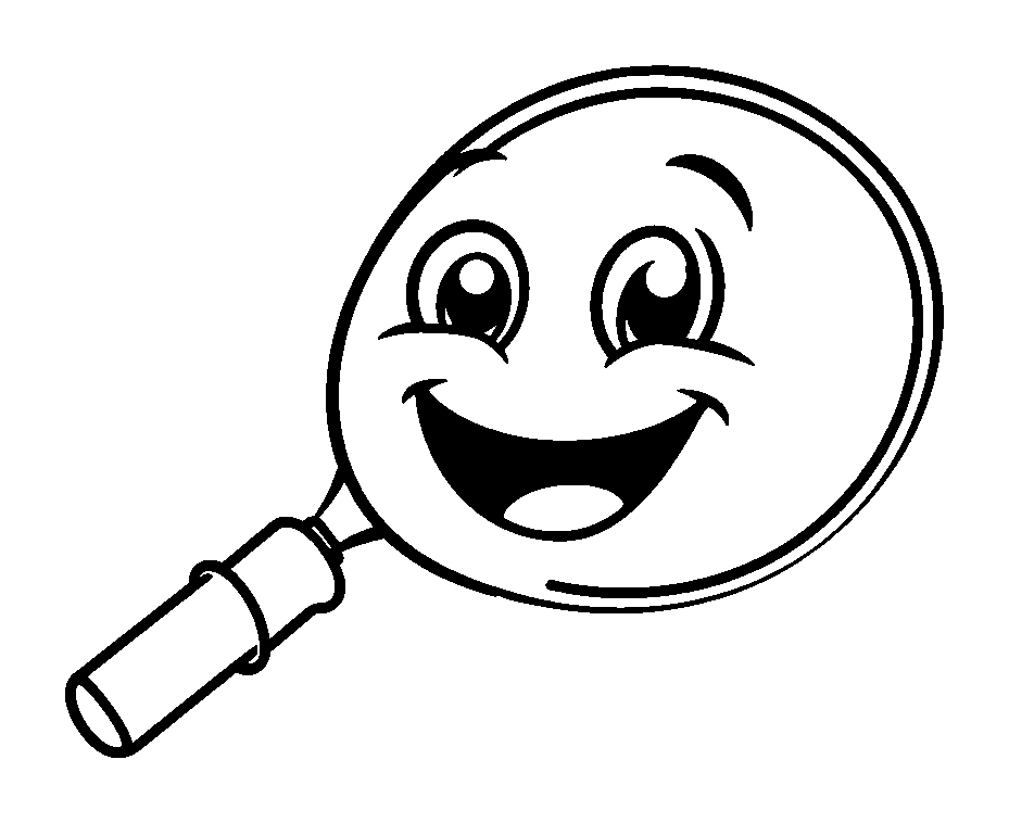 Magnifying Glass colouring page — free printable for kids