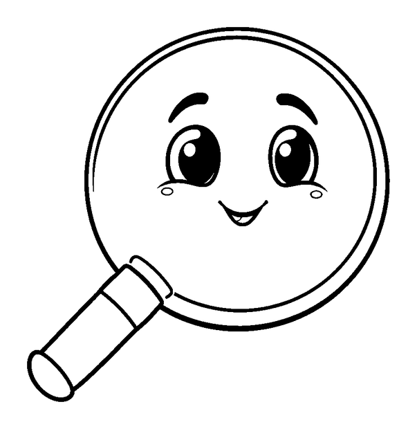Magnifying Glass colouring page — free printable for kids