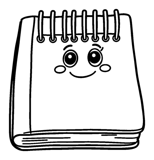 Notebook colouring page — free printable for kids