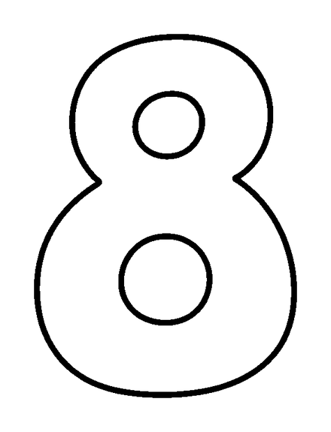Number Eight colouring page — free printable for kids