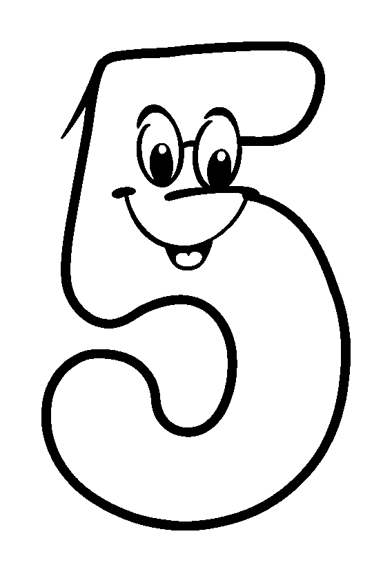 Number Five colouring page — free printable for kids