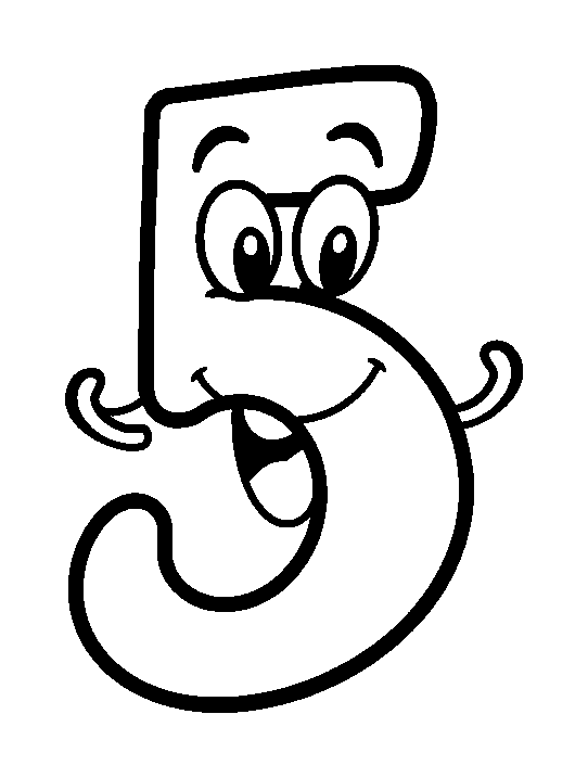 Number Five colouring page — free printable for kids
