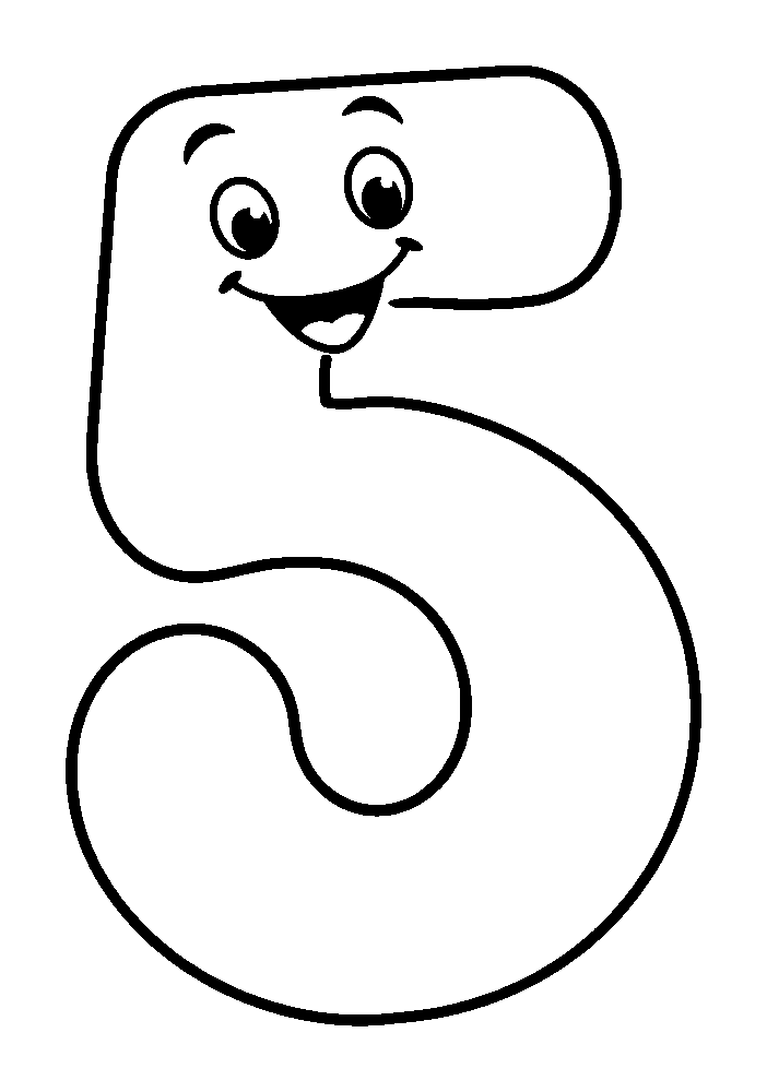 Number Five colouring page — free printable for toddlers
