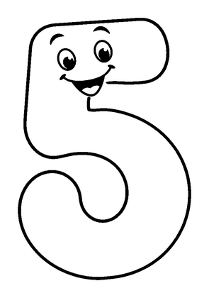 Number Five Colouring Page (Toddler, Bold & Easy)