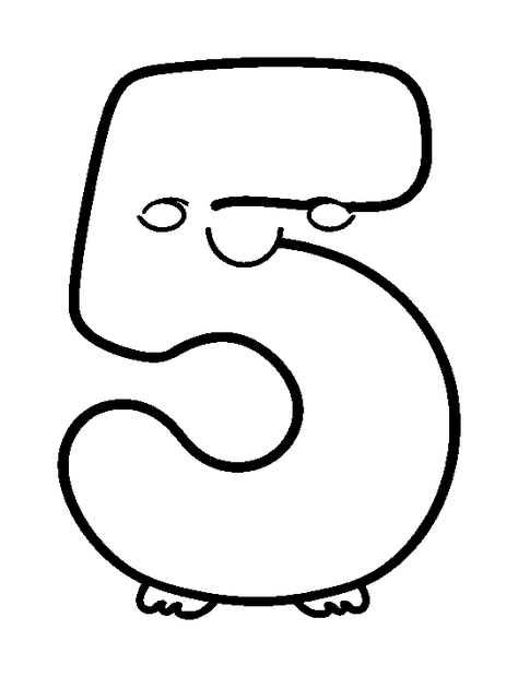 Number Five colouring page — free printable for toddlers
