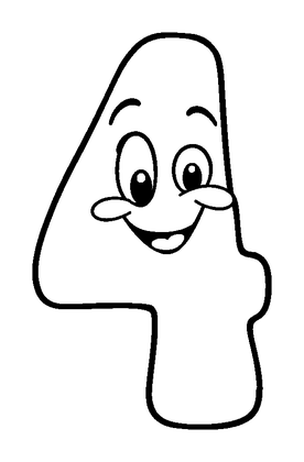 Number Four Colouring Page (Kids, Standard)