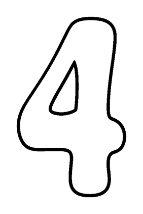 Number Four Colouring Page (Kids, Standard)