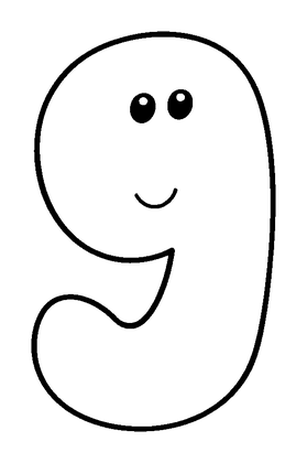 Number Nine Colouring Page (Toddler, Bold & Easy)
